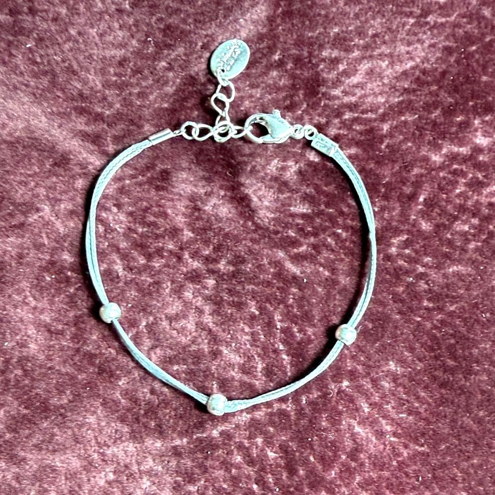 Claire's Silver Tone Beaded Cord Bracelet Adjustable Lobster Clasp